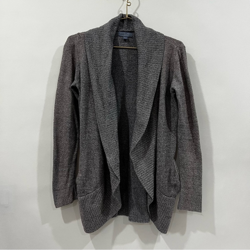 Barefoot Dreams Cozychic Lite Charcoal Gray Knit Circle Cardigan Sweater Sz XS/S